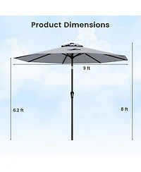 Costway Patio Umbrella with Push Button Tilt, Crank Handle, 8 Sturdy Ribs for Patio, Garden