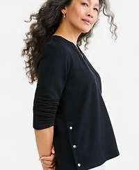 Style & Co Women's Luxlounge Fleece Split Crewneck Top, Macy's Exclusive