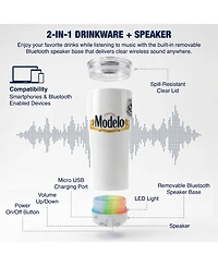 Modelo 16oz Stainless Steel Tumbler with Removeable Led Light Waterproof Bluetooth Speaker