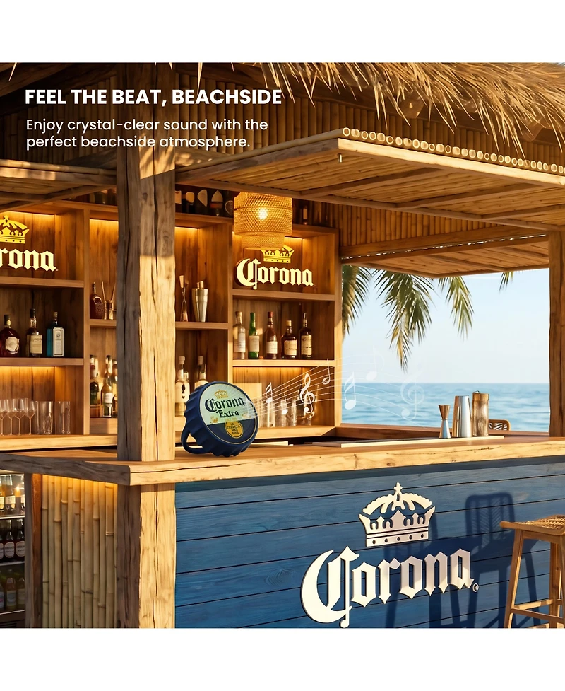 Corona Bluetooth Bottle Cap Speaker with Led Lights, Fm Radio, Kickstand, and Wall Mount