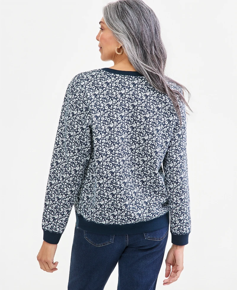 Style & Co Petite Nalas Garden Fleece Crewneck Sweatshirt, Macy's Exclusive