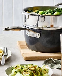 Cuisine::pro Green Stone Aluminum 2.4-Quart Saucepan with lid and Steamer Set
