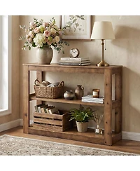 Tribesigns 41.33" Solid Wood Console Table with 3-Tier Open Shelves, Modern Farmhouse Rustic Entryway Sofa Table