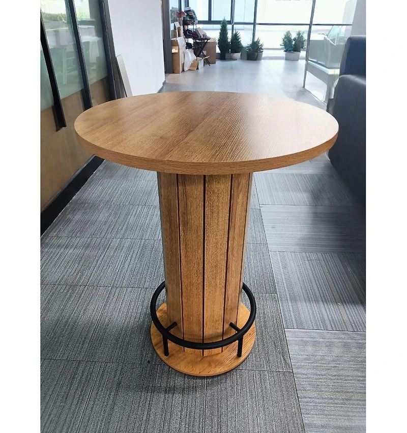 homfan Round Bar Table Engineered Wood Industrial Cocktail for Dining Room Living Game Furniture