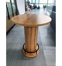 homfan Round Bar Table Engineered Wood Industrial Cocktail for Dining Room Living Game Furniture