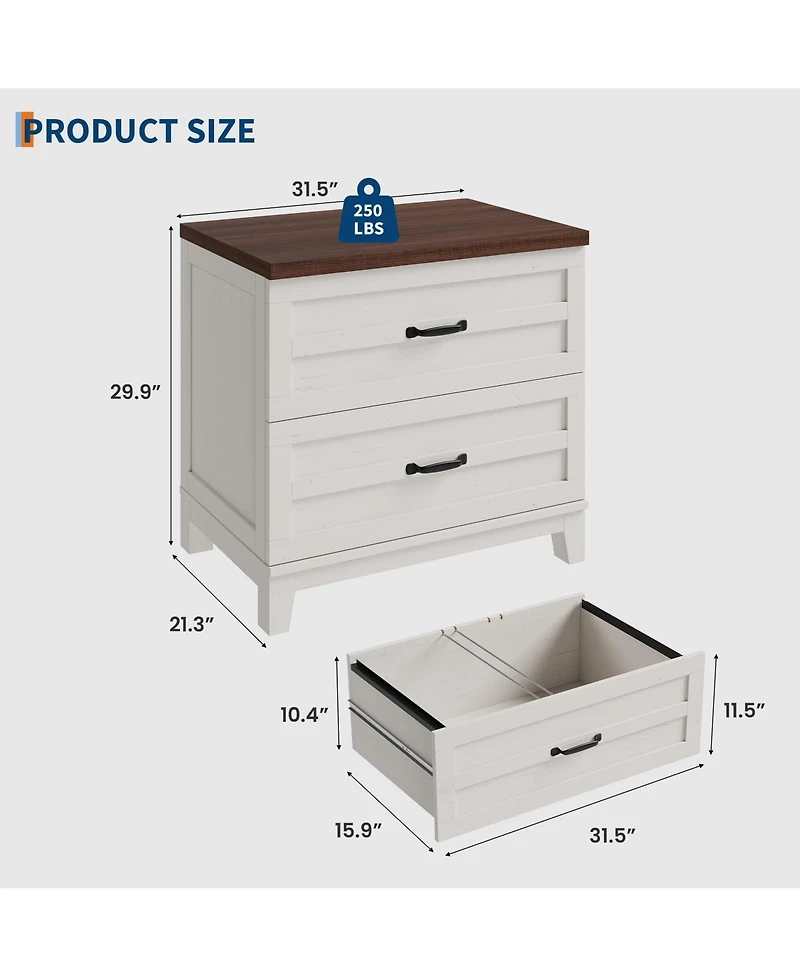 homfan 2-Drawer Farmhouse File Cabinet