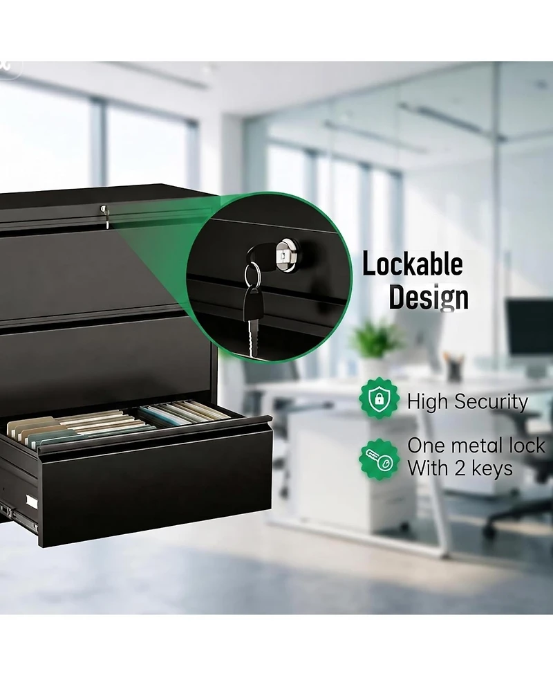 gaomon 40 Inch 3 Drawer Metal Filing Cabinet, Office Storage Cabinet for Living Room