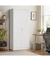 homfan 71inch Metal Lockable Cabinet 4 Adjustable Shelves and Feet for Garage, Pantry or Office Storage