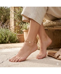 Simona Polished Heart Charm Pearl Anklet
