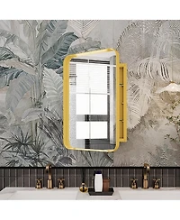 Phying 16 x 24 Inch Recessed Medicine Cabinet Metal Framed Wall Mirror Cabinet with Adjustable Shelves Multipurpose Wall Mounted Storage Mirror
