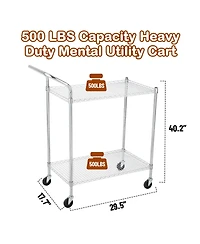 homfan Bar Cart, Heavy Duty Metal Utility Cart with Adjustable Shelves and Locking Wheels for Kitchen or Pantry