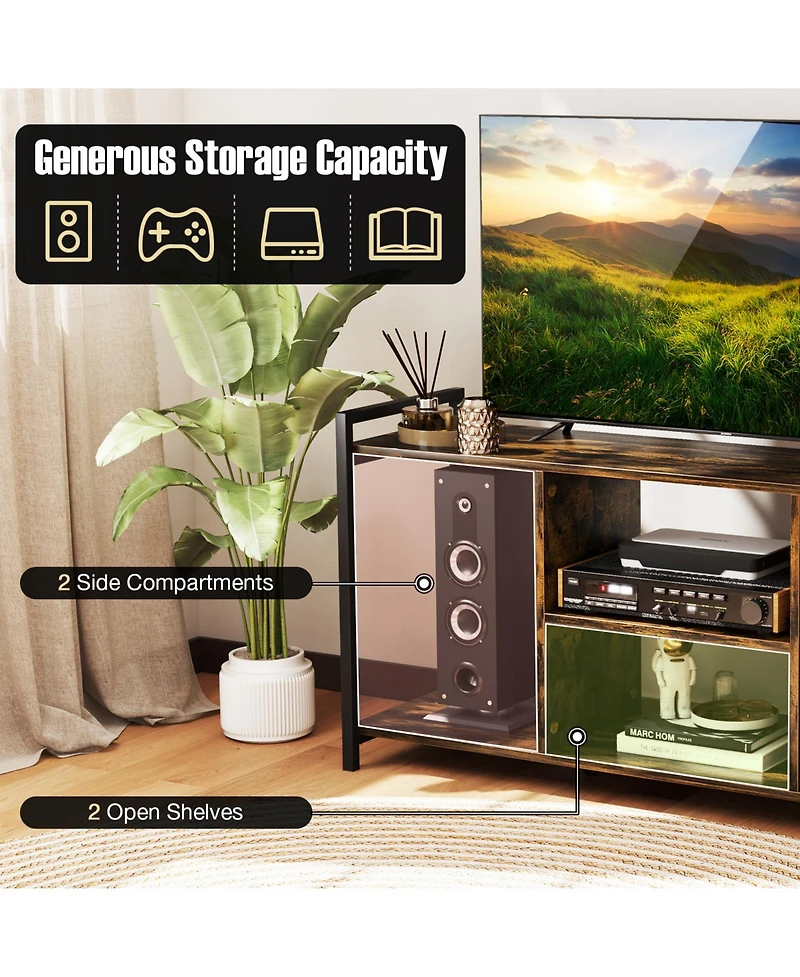 Slickblue 55 Inch Tv Stand Industrial Media Console Entertainment Center Cabinet