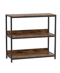 Slickblue Industrial Bookcase with 3 Wooden Shelves and Metal Frame Design
