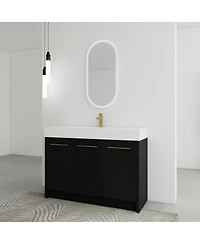 Sillysis Modern Chestnut Bathroom Vanity with Resin Sink, Soft Close Doors