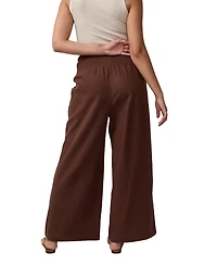 Ingrid + Isabel Women's Maternity Smocked Linen Wide Leg Pant