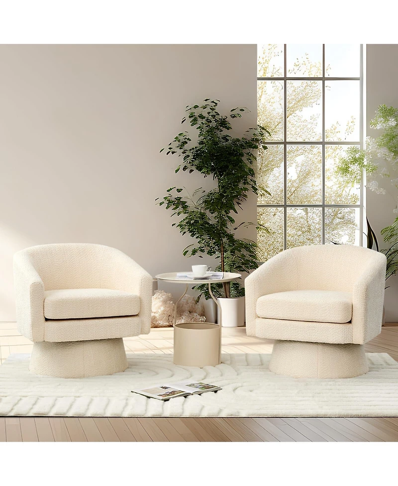 homfan 360degree(s) Swivel Lounge Chair with Arms - Soft Chenille Upholstery Cushion Modern Accent for Living Room or Bedroom