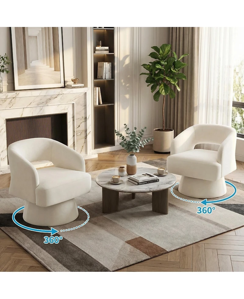 homfan Swivel Barrel Accent Chairs Modern Lounge with Hollowed Back Stable Base 360 degrees Rotation Comfy Vanity for Living Room Bedroom