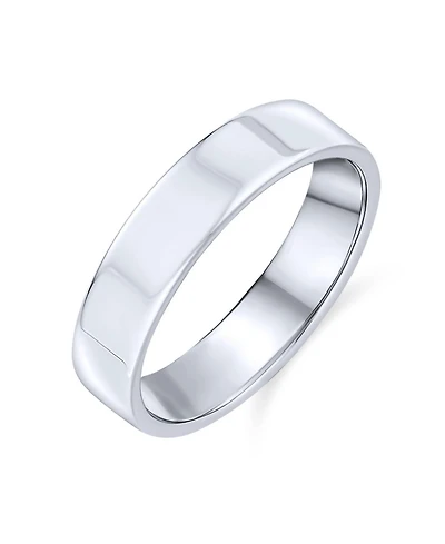 Bling Jewelry Traditional Simple Flat Band Ring .925 Sterling Silver 4MM Wide Comfort Fit