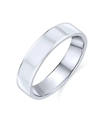 Bling Jewelry Traditional Simple Flat Band Ring .925 Sterling Silver 4MM Wide Comfort Fit