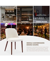 homfan Set of 2 Modern Upholstered Wooden Dining Chairs - Fabric Padded Seat, Comfortable Contemporary Side Chairs