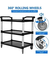 homfan 3 Tier Bar Cart, 33 Inch Plastic Rolling Utility Cart with Locking Wheels for Kitchen or Pantry