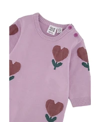 Deux par Baby Girl 3M To 24M Knitted Intarsia Romper Lilac