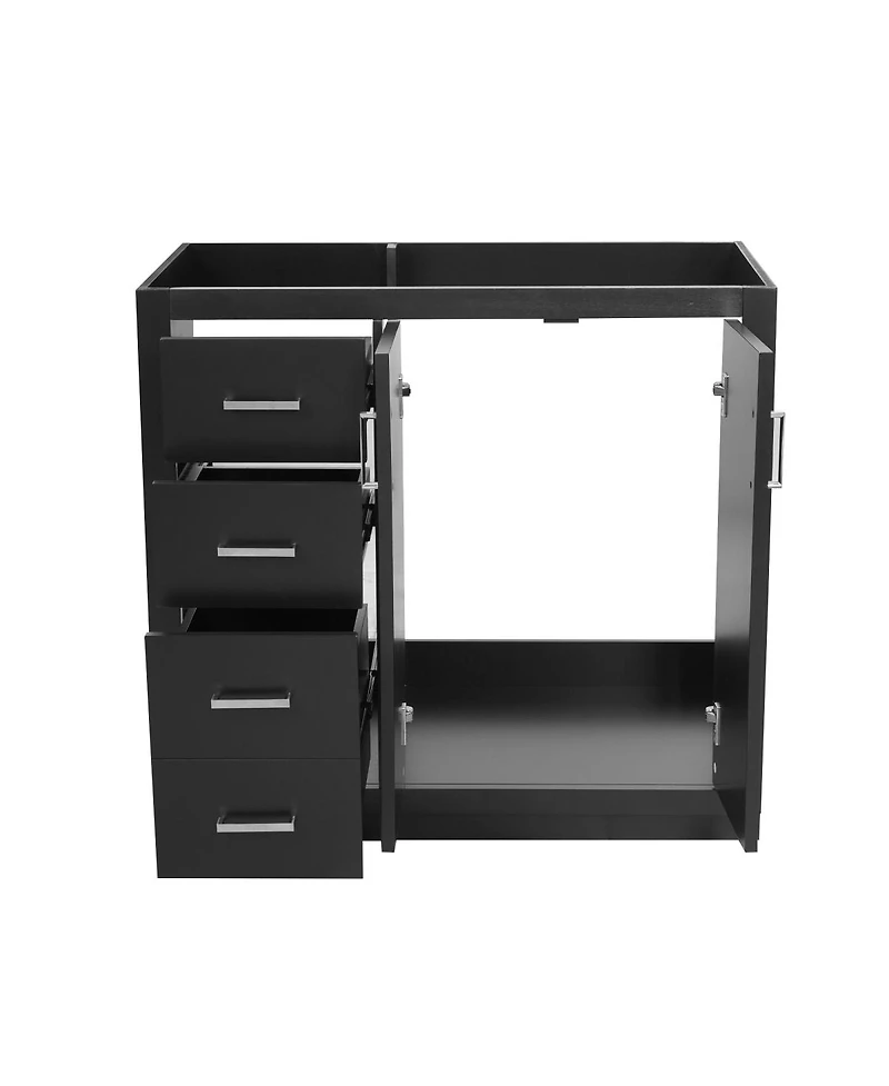 Sillysis 36 Inch Modern Freestanding Bathroom Vanity without Top, Solid Wood Frame, 3 Drawers Storage, Soft Close Doors