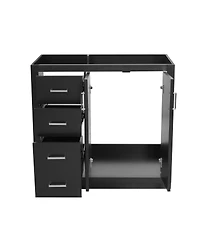 Sillysis 36 Inch Modern Freestanding Bathroom Vanity without Top, Solid Wood Frame, 3 Drawers Storage, Soft Close Doors