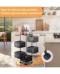 homfan 5 Tier Bar Cart, 38 Inch Metal Mesh Rolling Storage Cart with Rotating Baskets and Locking Wheels for Kitchen or Pantry