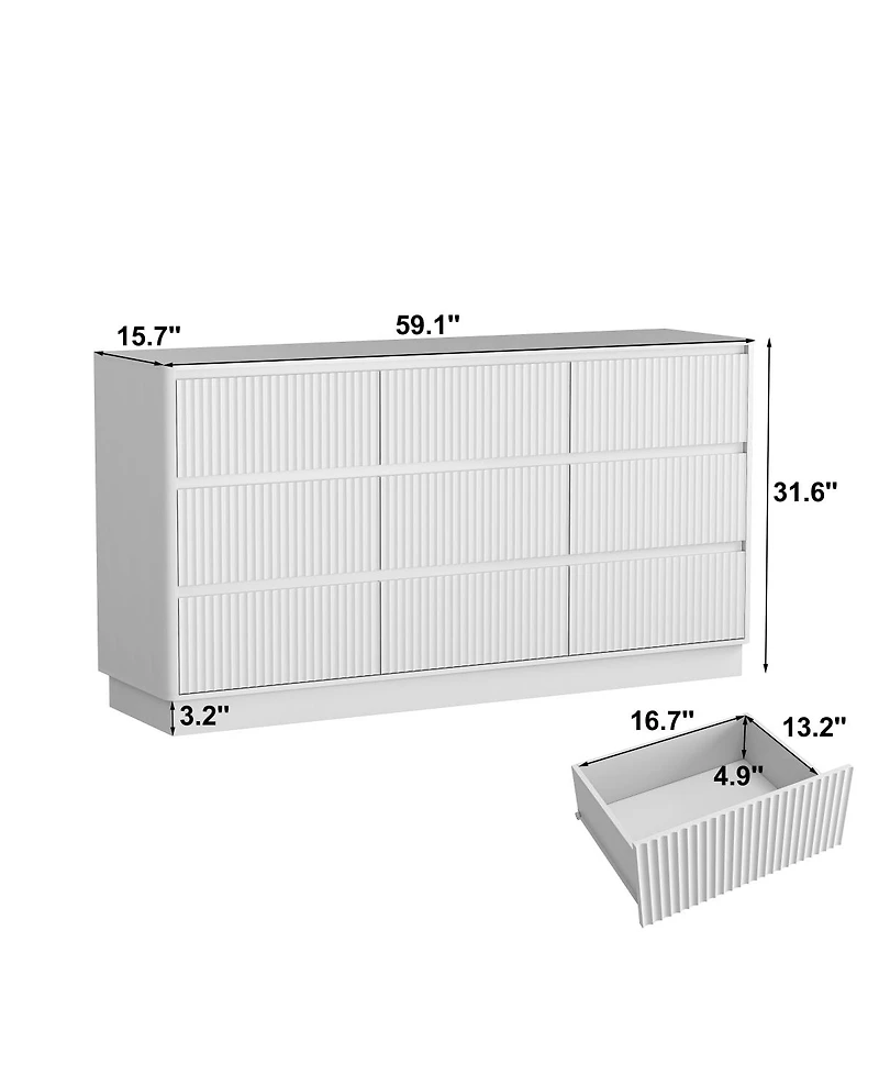 Streamdale Furniture 9-Drawer Modern Wood Dresser and Storage Cabinet