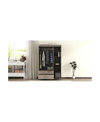 Streamdale Furniture 3-Door Wardrobe with 2 Drawers Wood Grain Effect