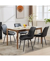 homfan Set of 2 Dining Chairs, Faux Leather Upholstered Chairs with Metal Legs for Room or Kitchen
