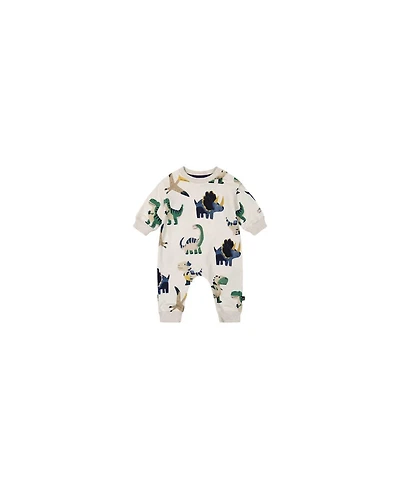 Deux par Baby Boy 3M To 24M Fleece Jumpsuit Dinosaur Print