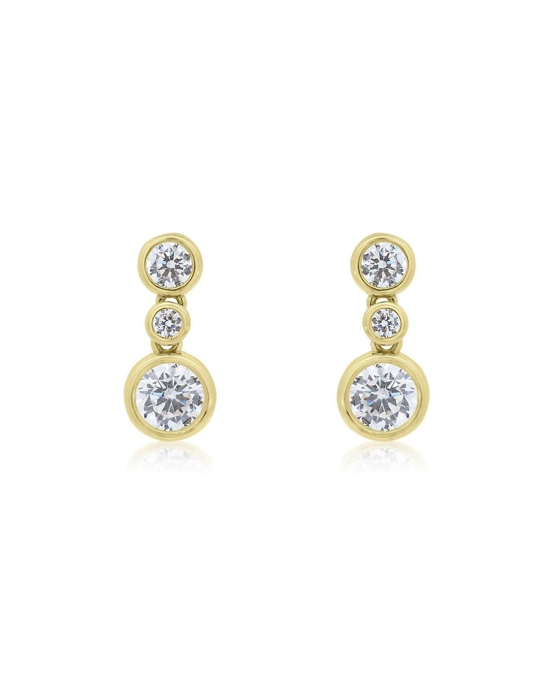 The Lovery Cz Triple Bezel Drop Earrings 14K Gold-Plated Sterling Silver