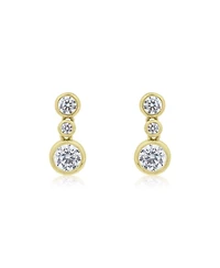 The Lovery Cz Triple Bezel Drop Earrings 14K Gold-Plated Sterling Silver