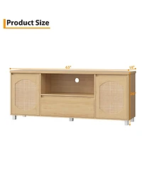 homfan 63in Tv Stand for Tvs Up to 70", Fluted Entertainment Center with Storage Drawer and Open Shelves, Modern TV Console Media Cabinet