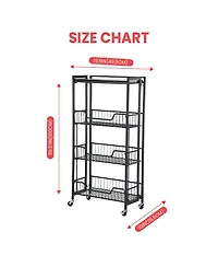 homfan 3 Tier Bar Cart, 20 Inch Rolling Utility Cart with Locking Casters for Kitchen or Pantry