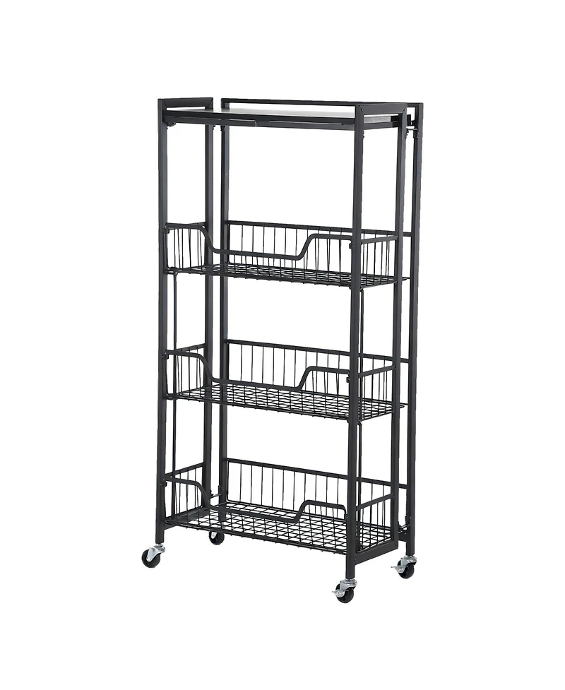 homfan 3 Tier Bar Cart, 20 Inch Rolling Utility Cart with Locking Casters for Kitchen or Pantry