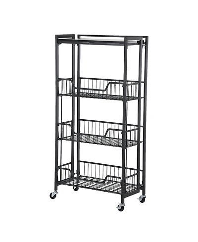 homfan 3 Tier Bar Cart, 20 Inch Rolling Utility Cart with Locking Casters for Kitchen or Pantry