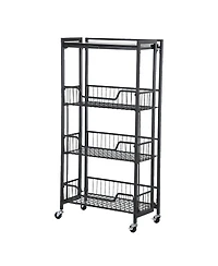 homfan 3 Tier Bar Cart, 20 Inch Rolling Utility Cart with Locking Casters for Kitchen or Pantry