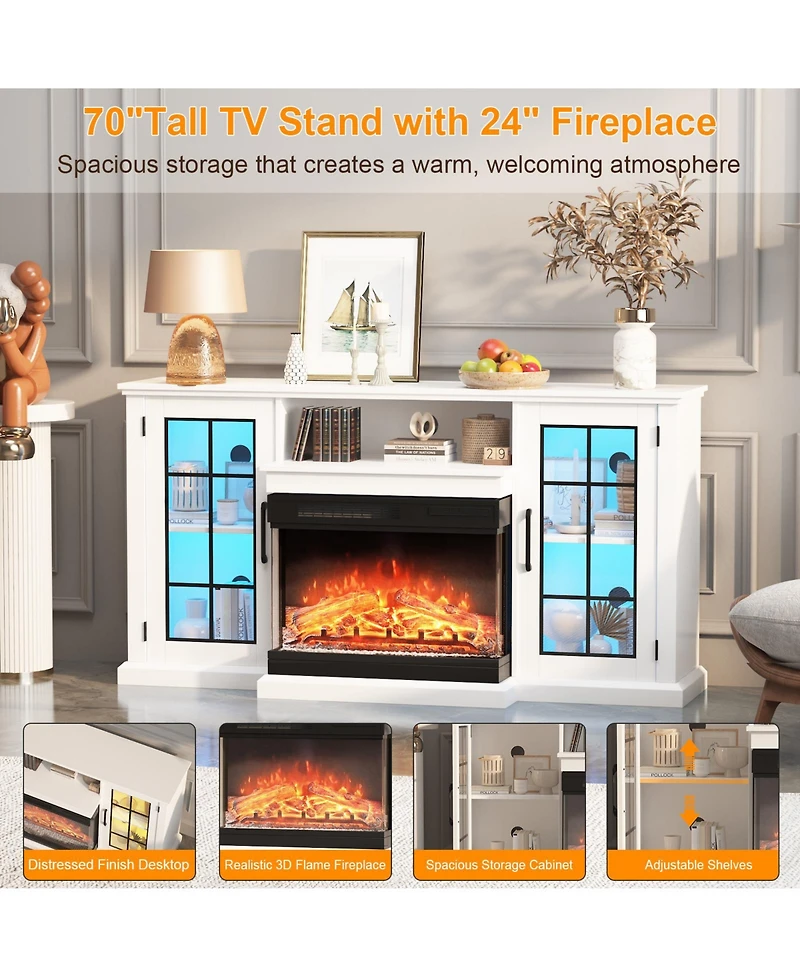 homfan Modern Fireplace Tv Stand