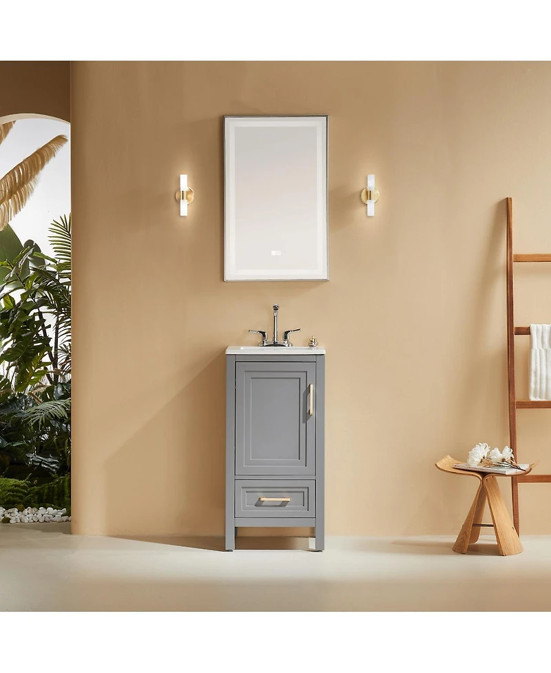 Sillysis Modern Bathroom Vanity with Ceramic Sink, Fully Assembled Cabinet, Soft Close Doors, Two Handle Options