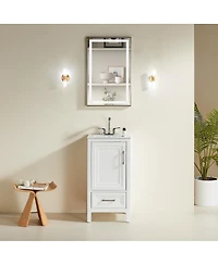 Sillysis Modern Bathroom Vanity with Ceramic Sink, Fully Assembled Cabinet, Soft Close Doors, Two Handle Options