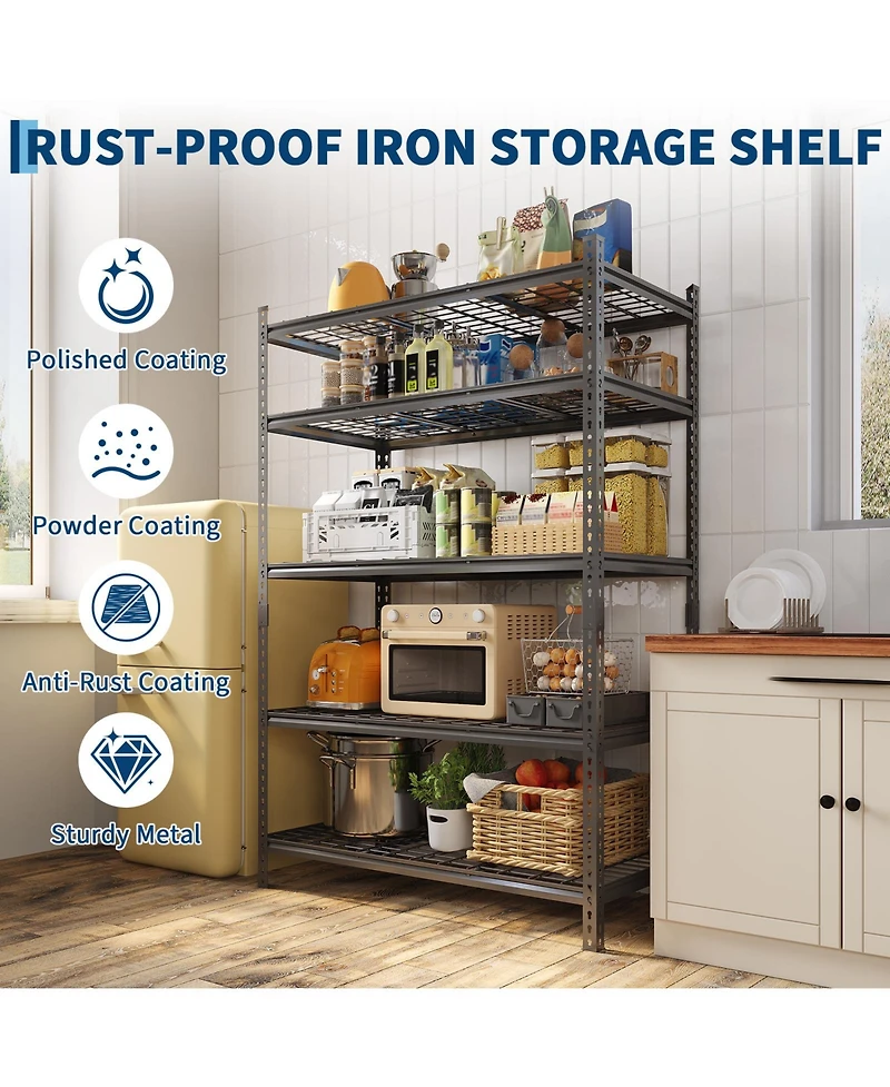 homfan Storage Shelves, 72 Inch Heavy Duty Metal Shelving Unit with Adjustable Shelves for Pantry or Basement