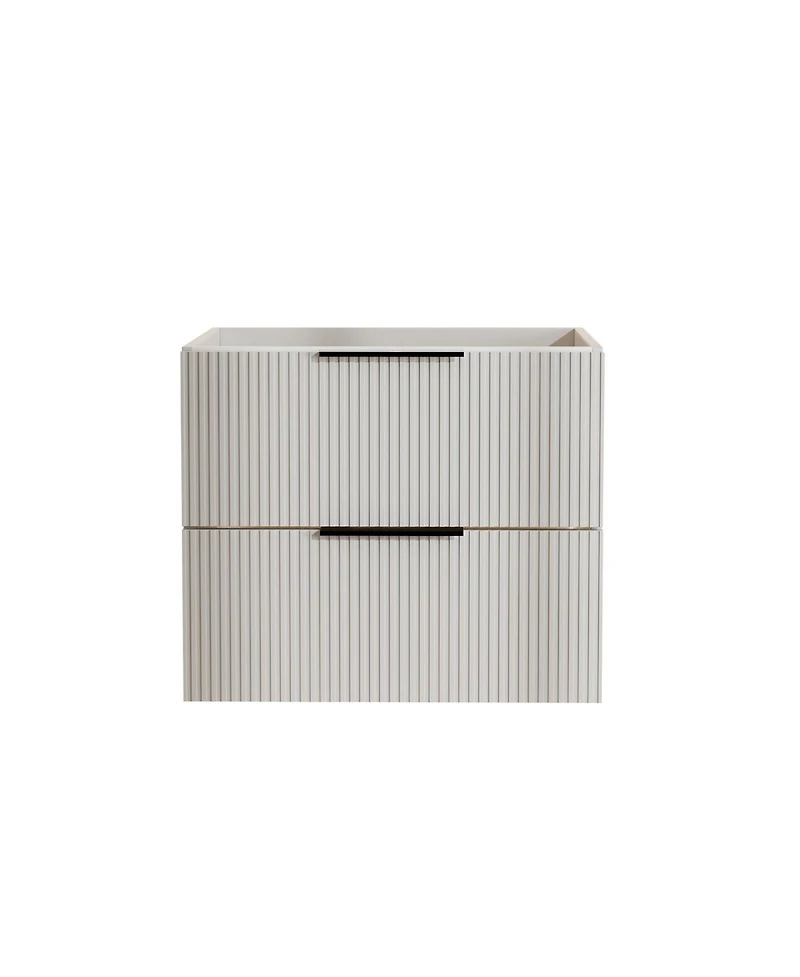 Sillysis Wall Mounted Bathroom Vanity with Ribbed Drawers, U-Shaped Organizer