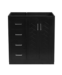 Sillysis Modern Freestanding Bathroom Vanity without Top, Solid Wood Frame, 3 Drawers Storage, Soft Close Doors