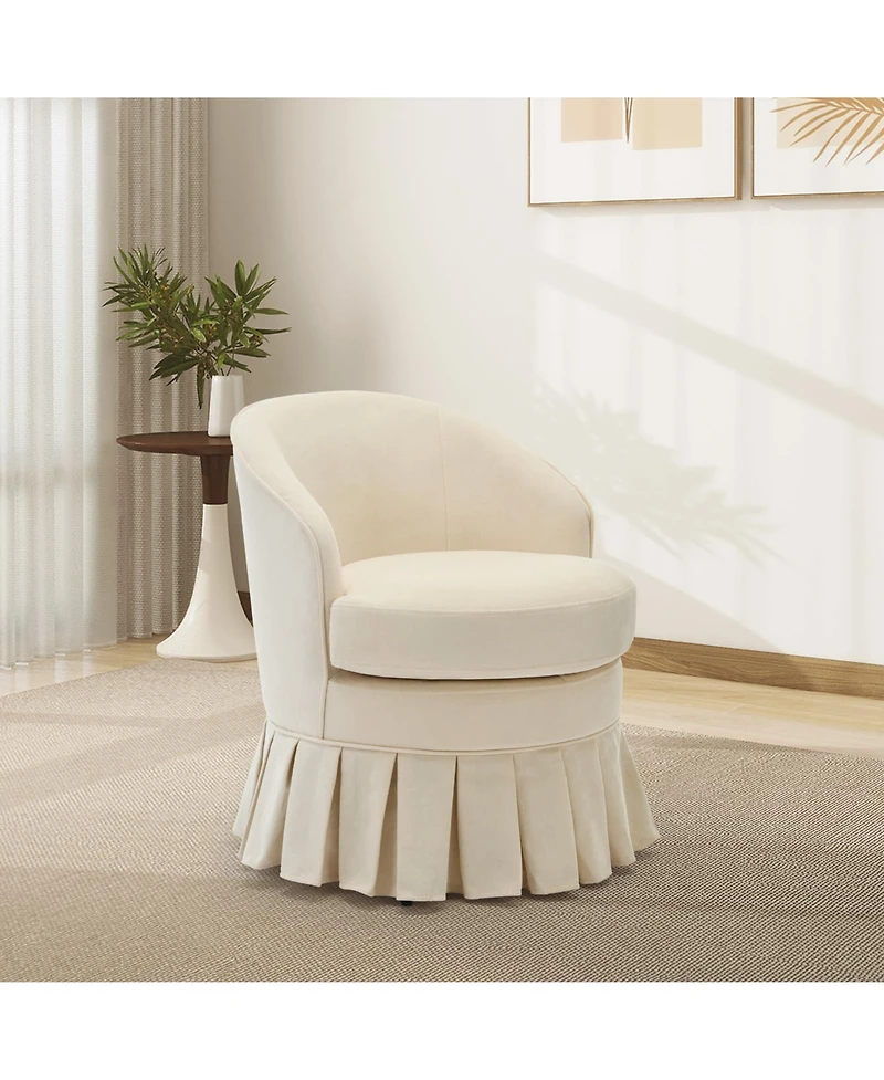 homfan Swivel Dining Chair, Linen Upholstered Mid Century Armchair with 360 Degree Rotation for Dining Room or Vanity
