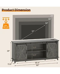 homfan Modern Farmhouse Tv Stand for 75 Inch Tv, 66 Entertainment Center, Sliding Barn Doors, Storage Cabinets and Media Console Table
