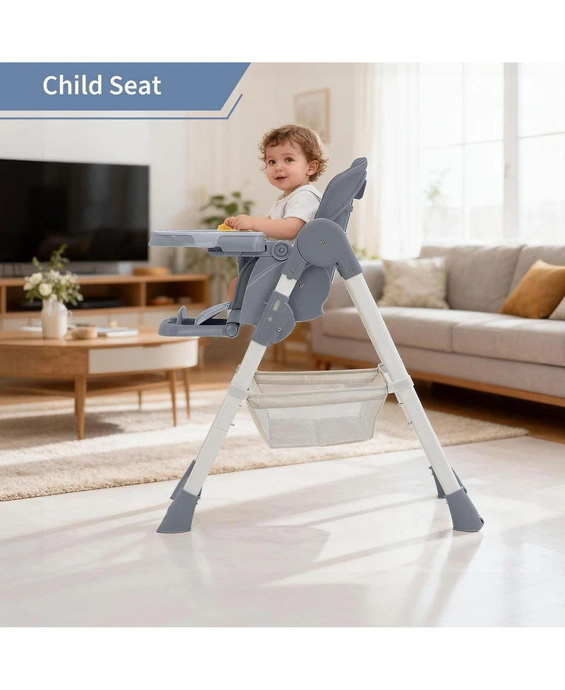 homfan Dining Chairs for Babies and Toddlers, Baby High Chair with Adjustable Height and 3-Position Removable Tray, Easy Clean Pu Cushion