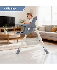 homfan Dining Chairs for Babies and Toddlers, Baby High Chair with Adjustable Height and 3-Position Removable Tray, Easy Clean Pu Cushion